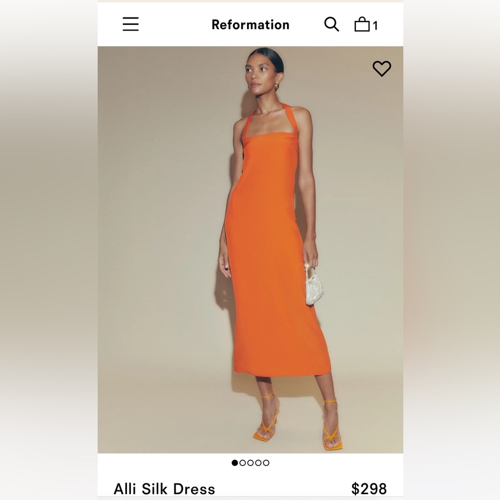 Reformation Alli Silk Dress Orange - Size 6